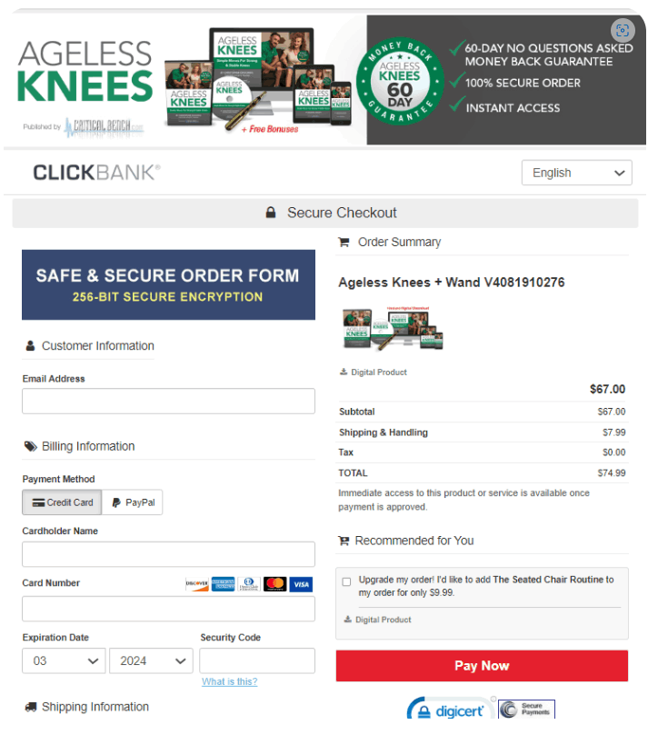 Ageless Knees-Secure-Checkout